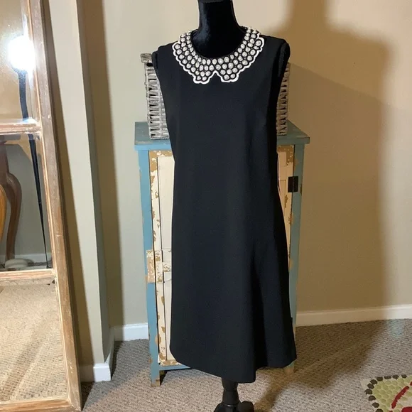 betsey johnson black dress with pearl collar Women's Midnight Bloom Dress in Black | Size Small